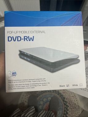 Pop-Up Mobile External DVD-RW Portable DVD Burner - Black